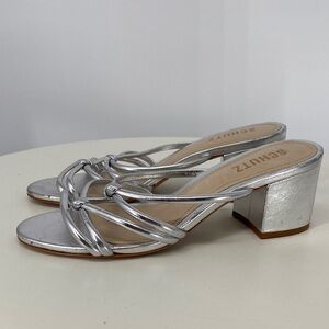 SCHUTZ Metallic Silver Women's Mules Size 6